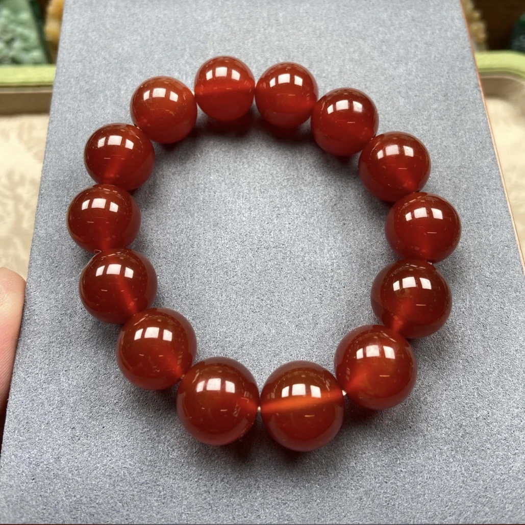 天然玉石牛血红大颗粒卡1.4手串冰种玛瑙【超哥宠粉】