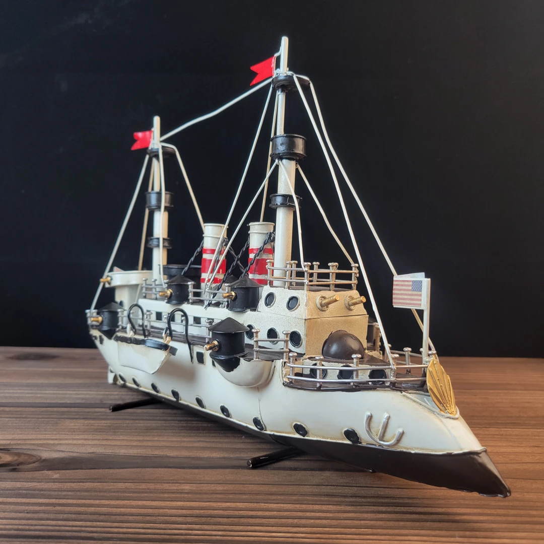 古风怀旧美式巡洋舰复古轮船模型装饰家居客厅办公室收藏品摆件