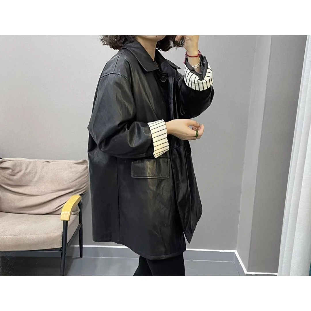 【新品】超软中长款皮衣