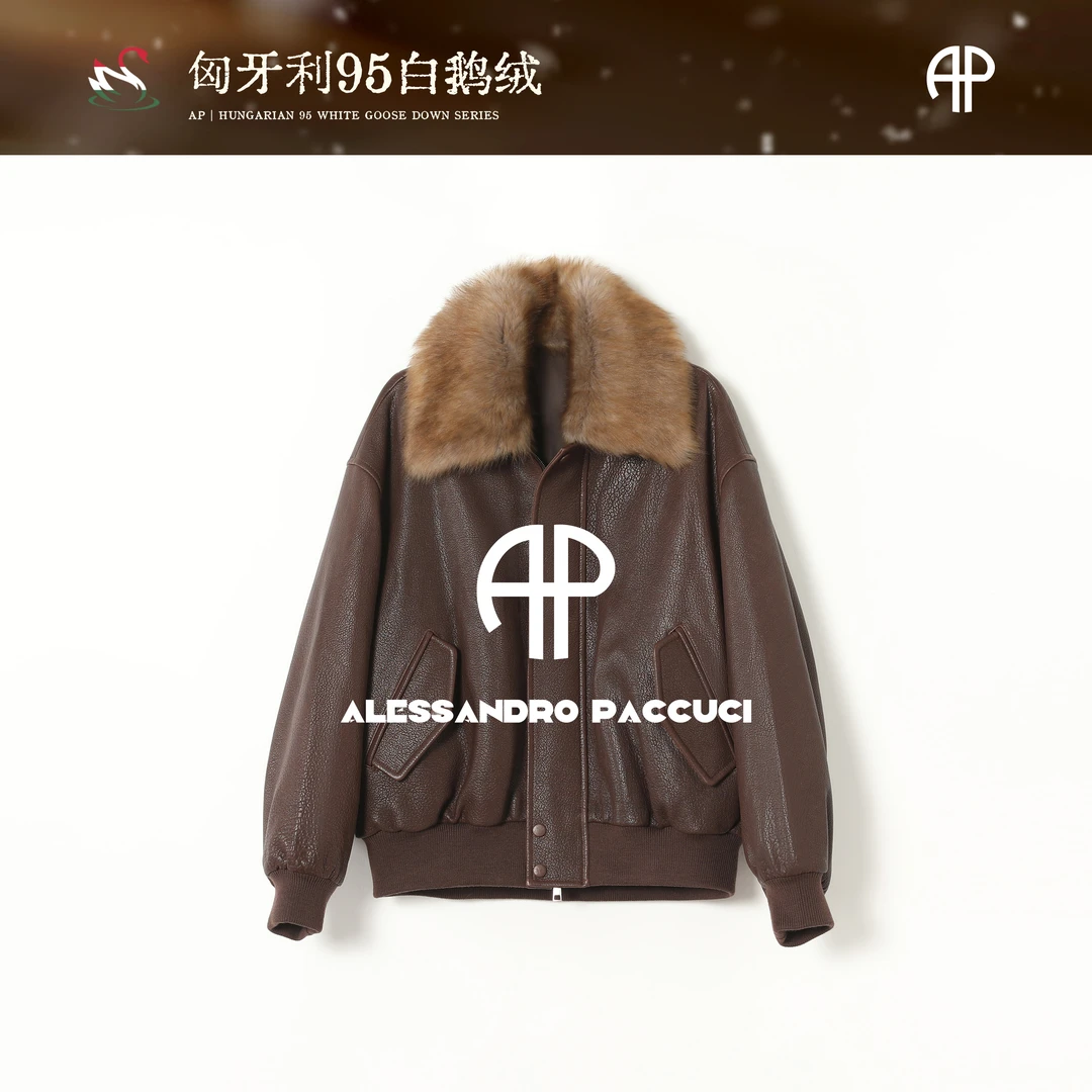 AP洛哥54025PR【黑标限量】进口羊皮+匈牙利95绒可拆卸毛领鹅绒皮衣
