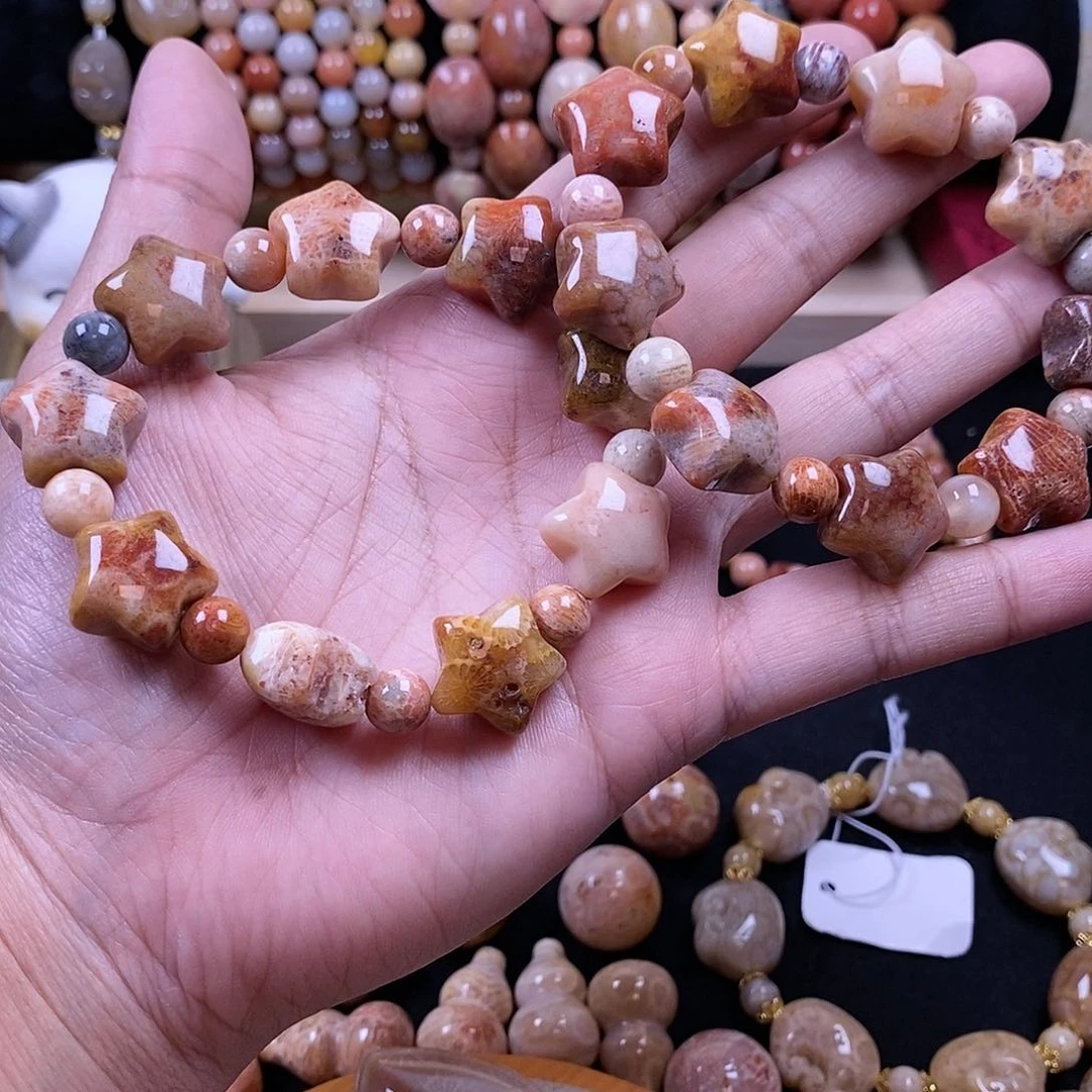 硅化珊瑚（珊瑚玉）手牌未镶嵌终*