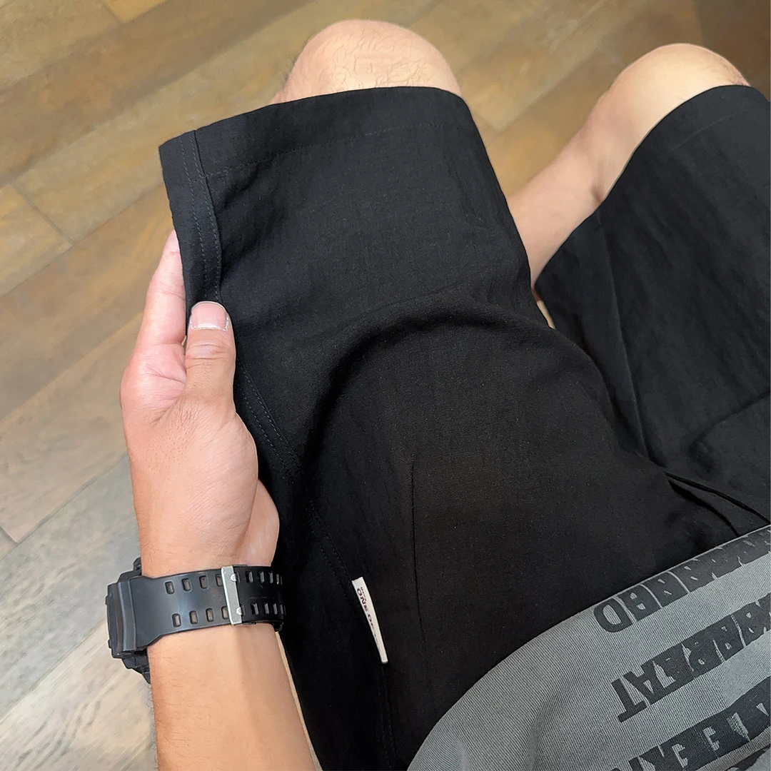 男士宽松直筒休闲短裤夏季冰丝薄款中裤速干运动百搭亚麻五分裤子