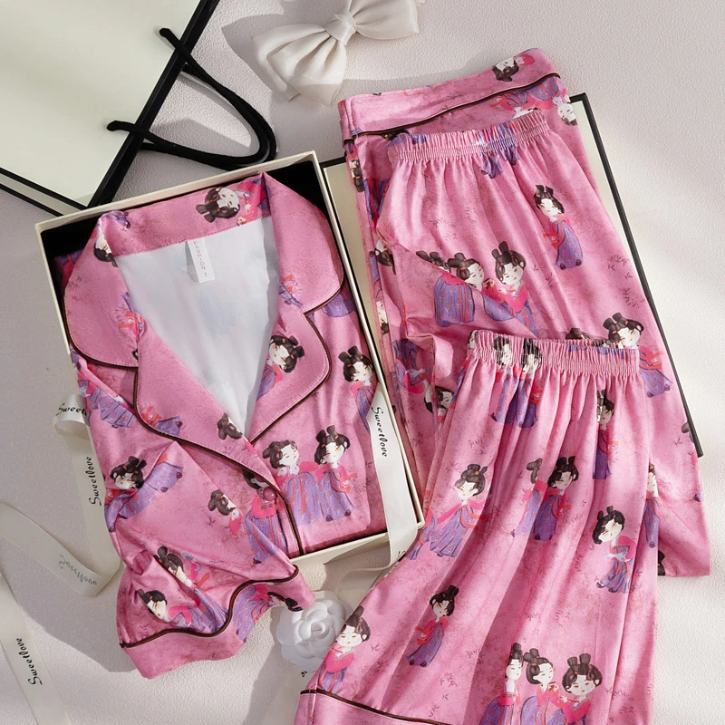 2025春夏新款七分袖宽松睡衣女家居服礼盒装送妈妈可外穿