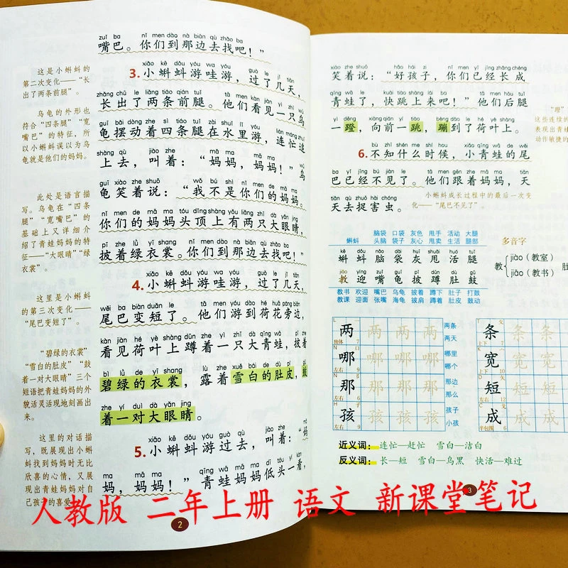 2025秋新课堂笔记【视频讲解】二年级上册语文课文原文讲解批注生