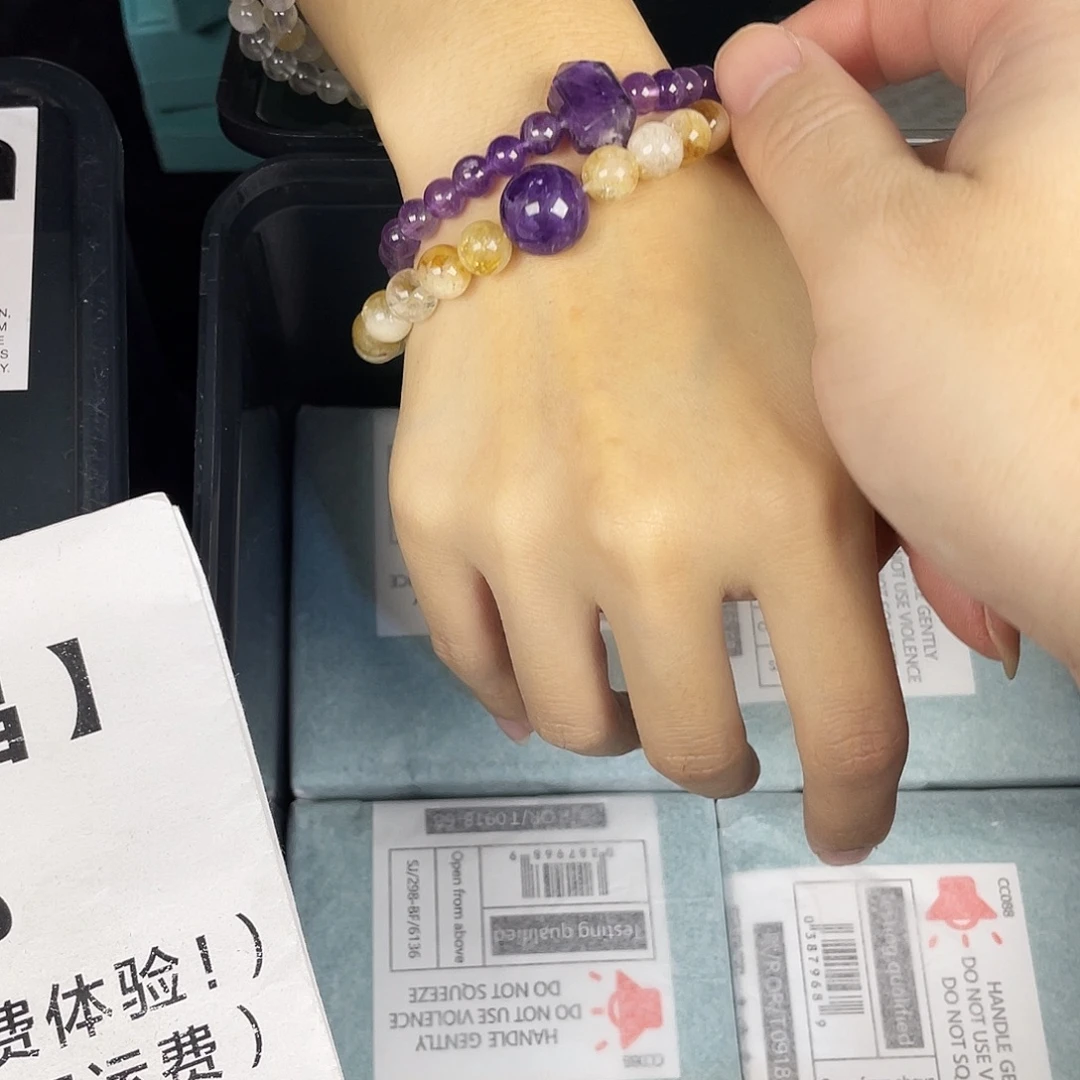 手串水晶银S925镀金镶嵌