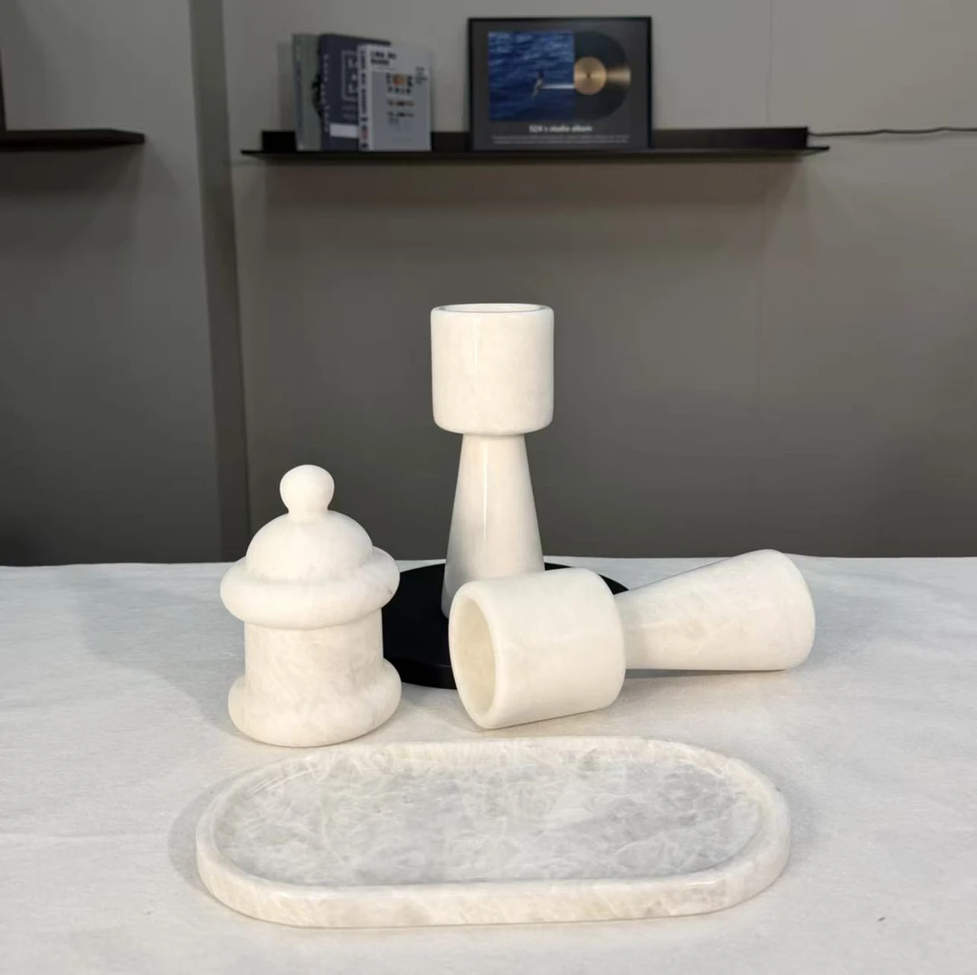 天然大理石水晶白网红手工家居摆件创意工艺品高奢设计感十足 赛