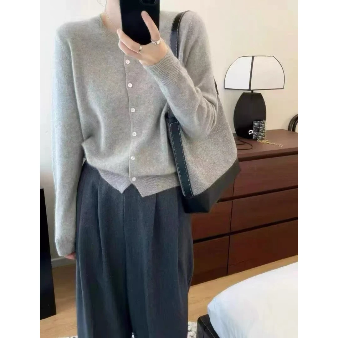 女装秋冬新款开衫无缝羊毛长袖外套女