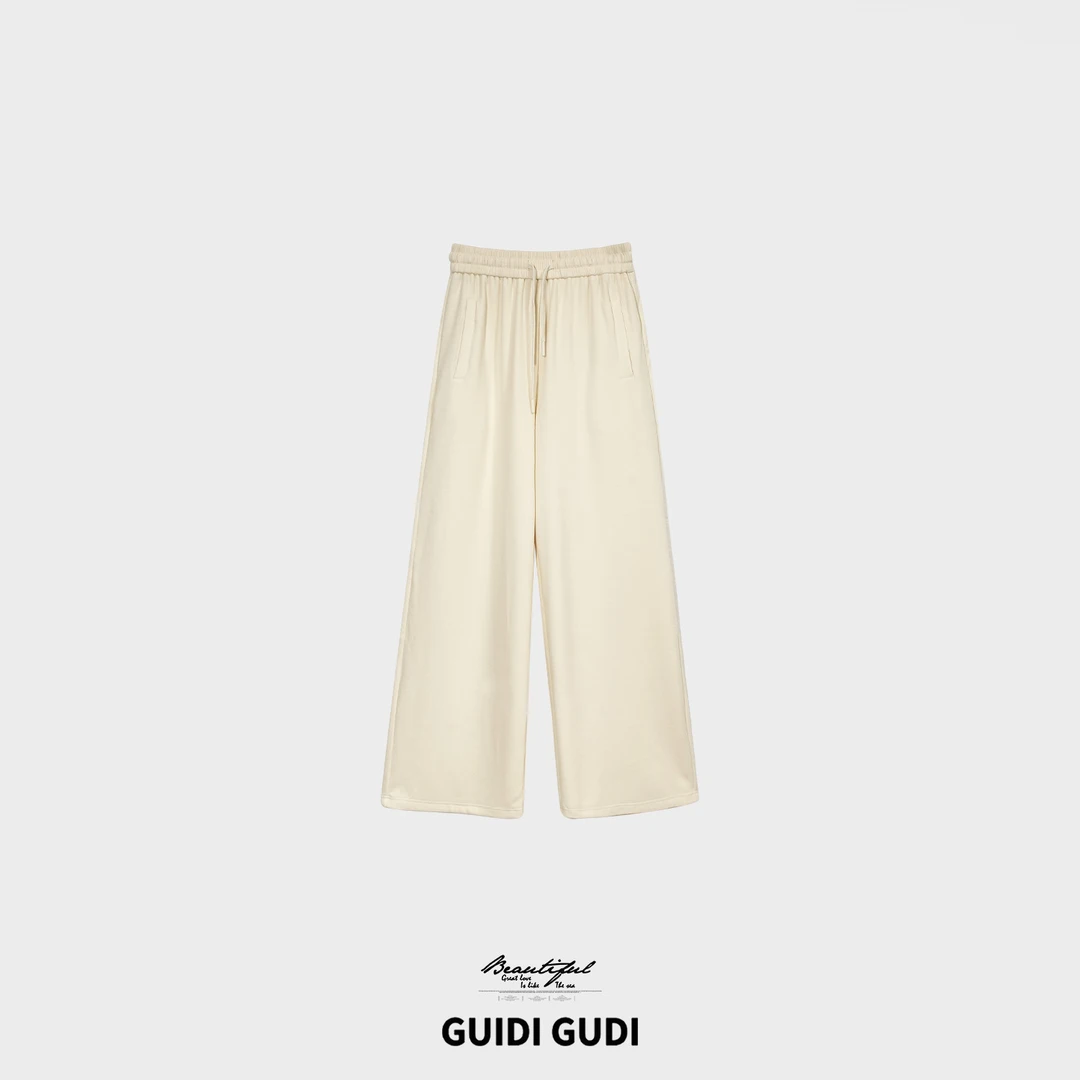 黄加蓝【雪兆丰年】抽绳高腰秋冬新款宽松直筒裤休闲裤女