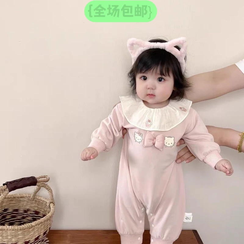 MOMOCO/玛米玛卡【断码】女宝宝秋季衣服婴儿卡通花边领长袖连体衣