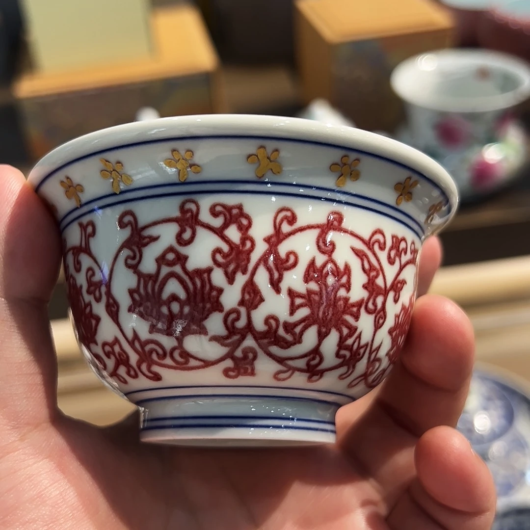 昱器釉里红满工单杯