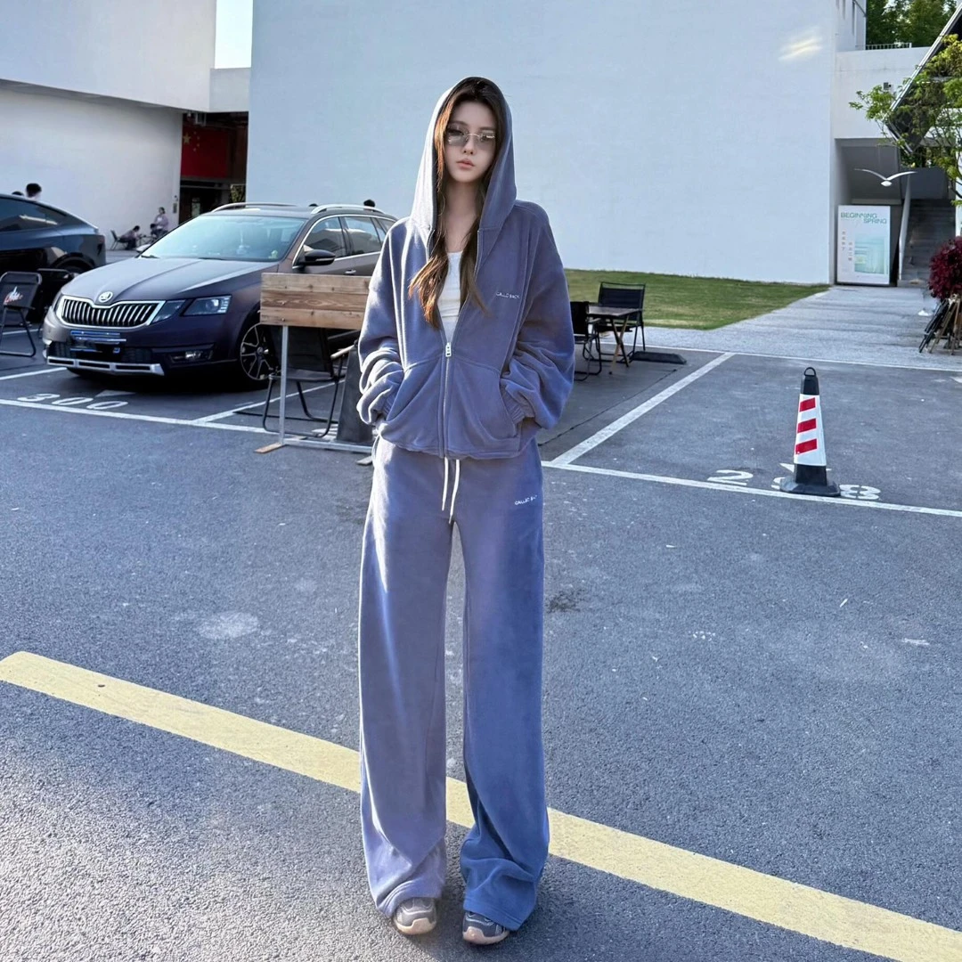 巨好看的早秋一整套韩系慵懒风减龄超火卫衣阔腿裤运动休闲两件套