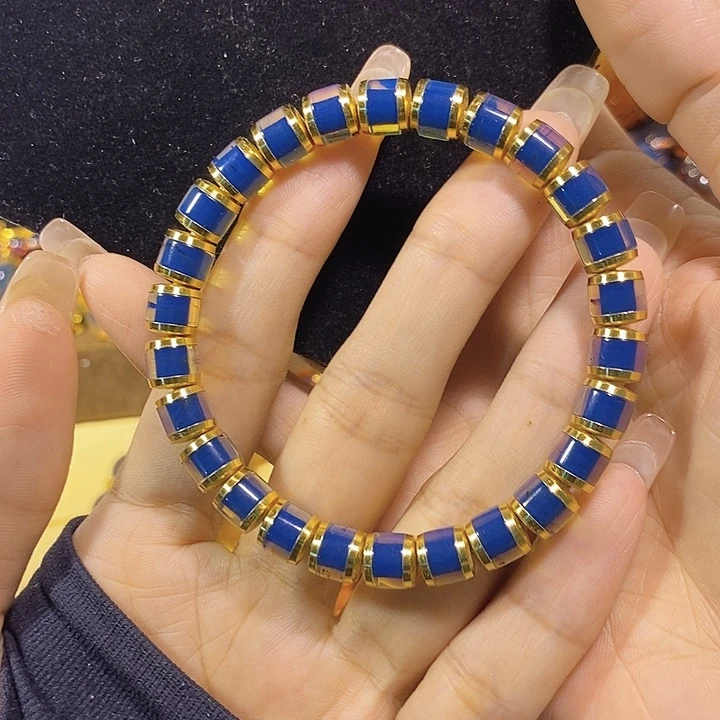 蓝珀未镶嵌珠宝奇石多米尼加蓝珀直切手串7