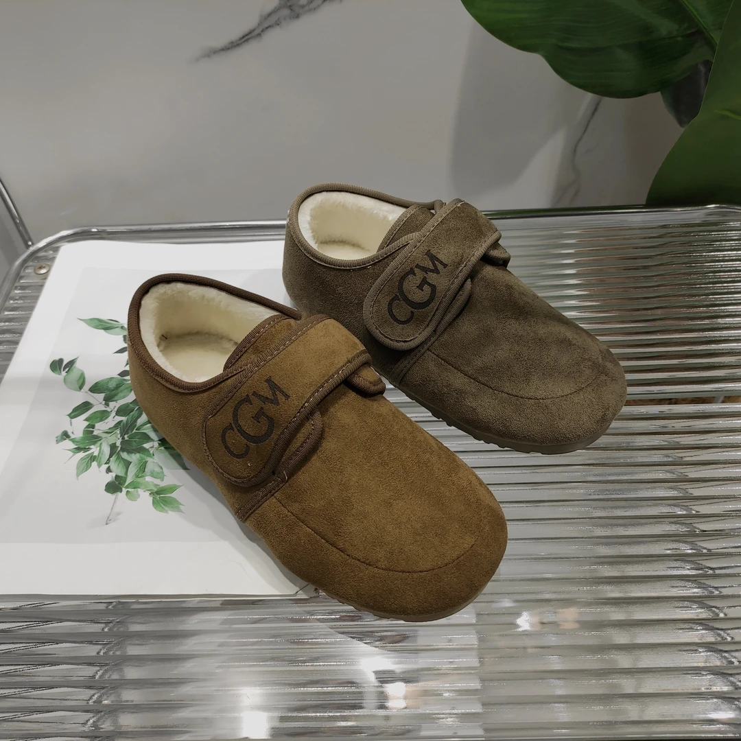 复古时尚加绒面包鞋新款冬季毛毛勃肯豆豆鞋55-8