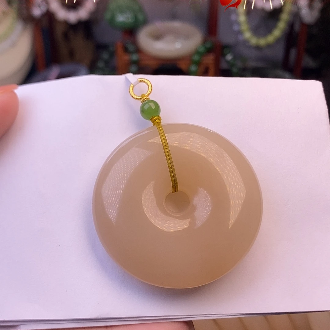 和田玉浓藕粉红粉脂膏平安扣未镶嵌