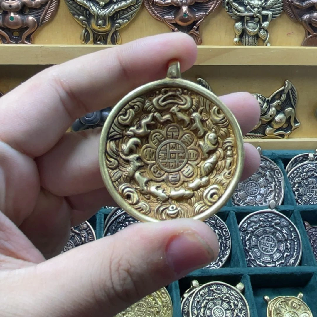 黄铜朝天吼九宫八卦牌