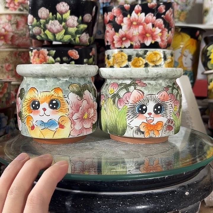 景德镇手绘花盆幸运花盆