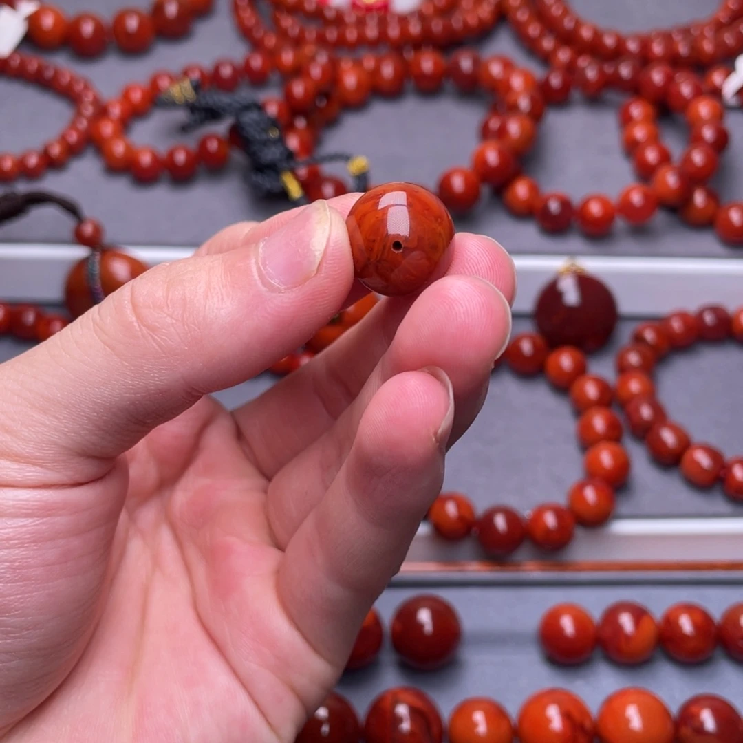南红玛瑙其他未镶嵌C*15mm瓦西柿子红单珠