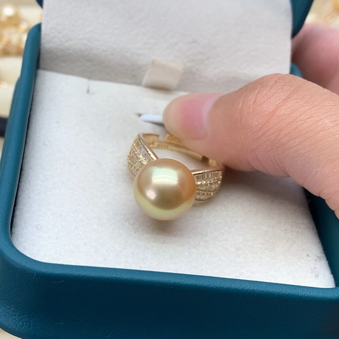 戒指银S925镶嵌海水珍珠