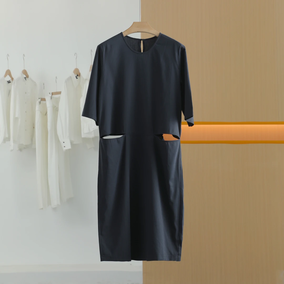 【半价q仓-唐长老自营】货号87260女装新款设计感小众中袖连衣裙J