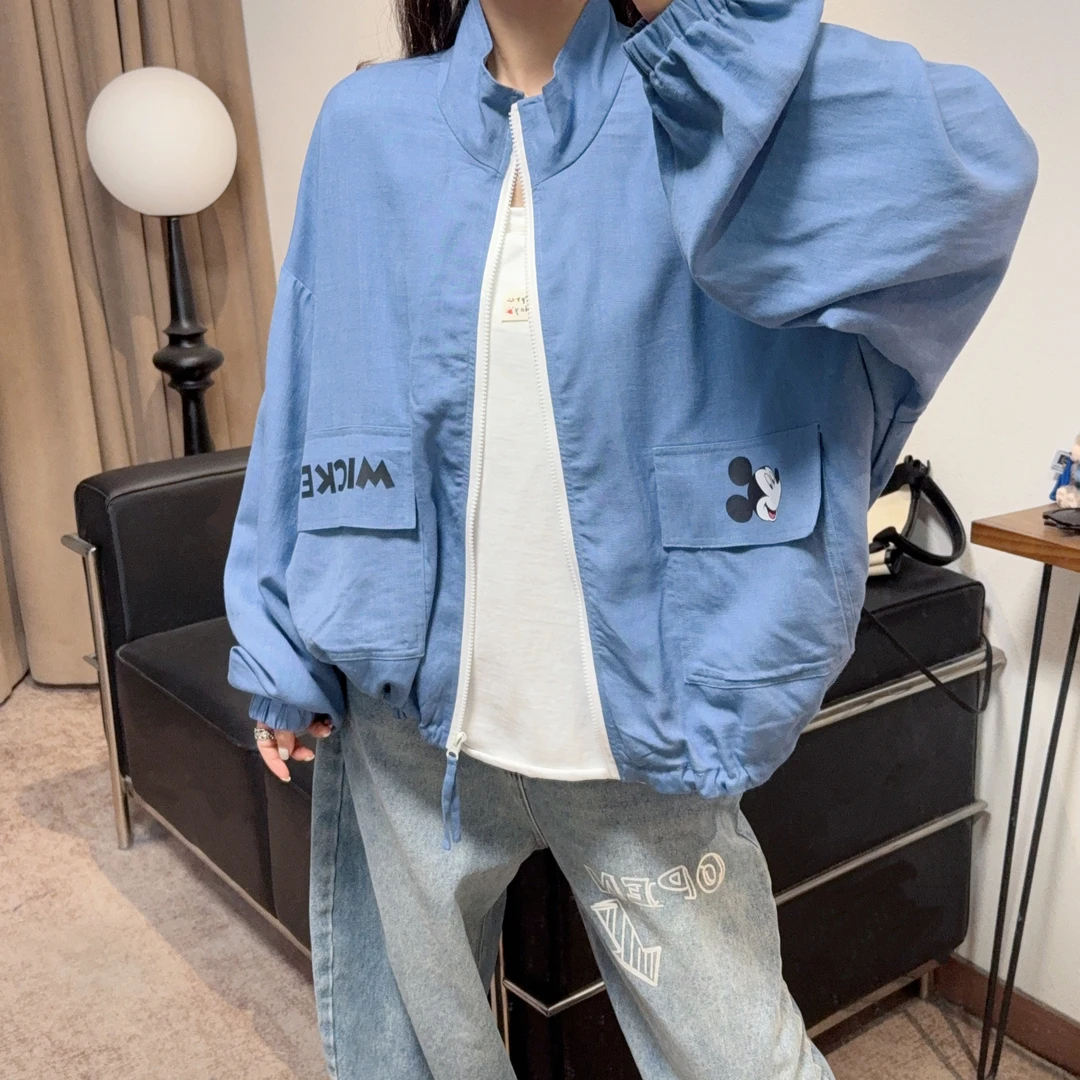 2026夏季新款彩色系多巴胺薄款立领遮阳外套女米奇宽松显瘦洋气