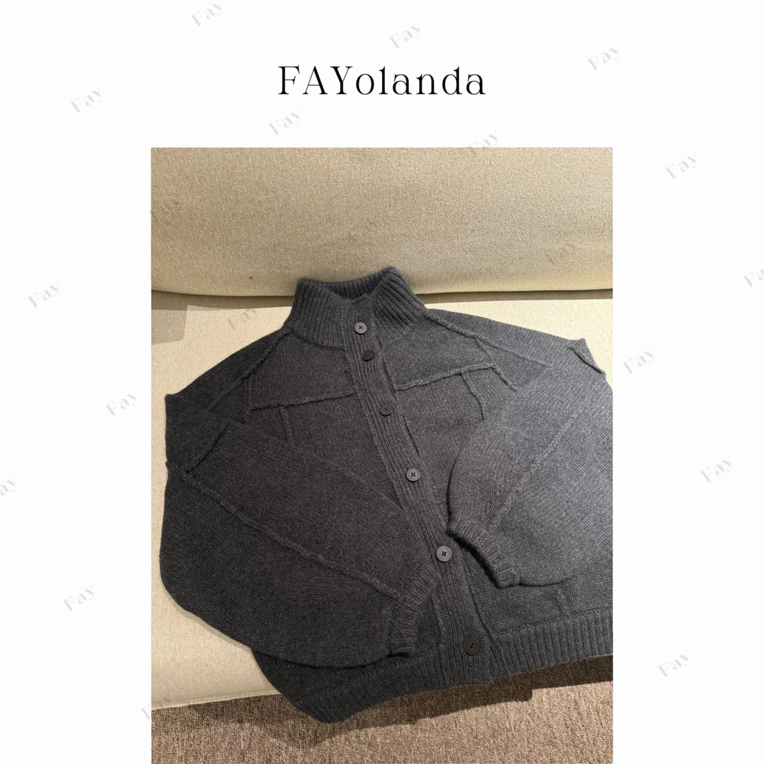 FAY | 时尚立领走线单排扣针织衫（1H03622）