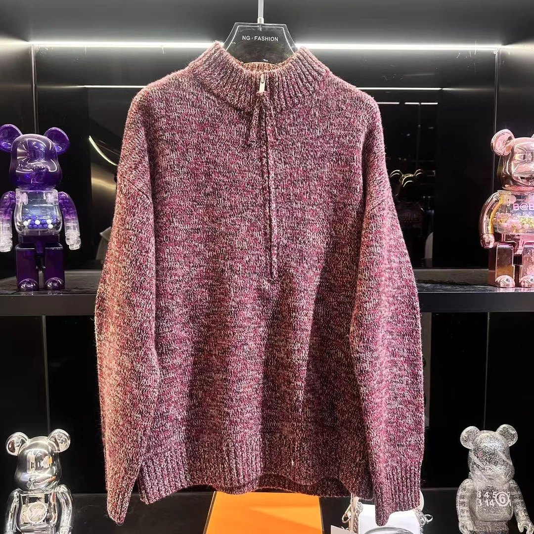 【DAXIU轻奢】秋冬花纱半拉链时尚百搭针织衫-9156