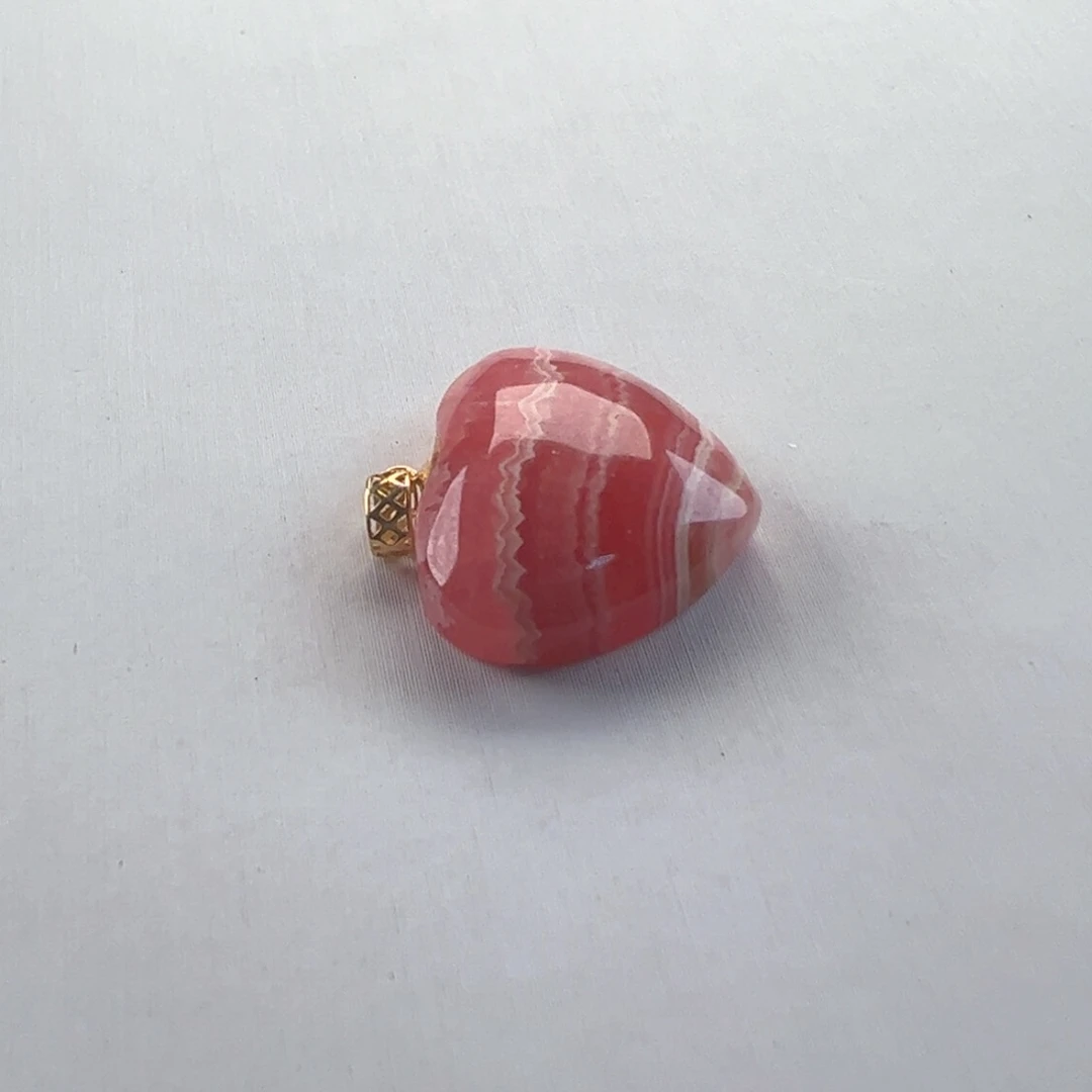 菱锰矿（红纹石）18K金镶嵌吊坠(赠链)