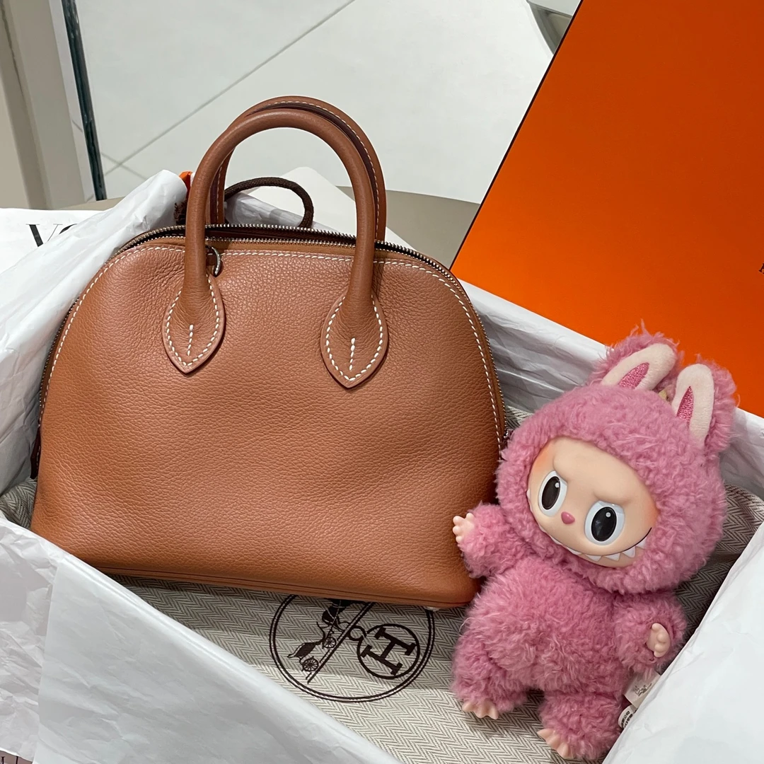 99新 Hermes/爱马仕 w刻 24/8 Hermes mini bolide 金棕银扣 ec皮