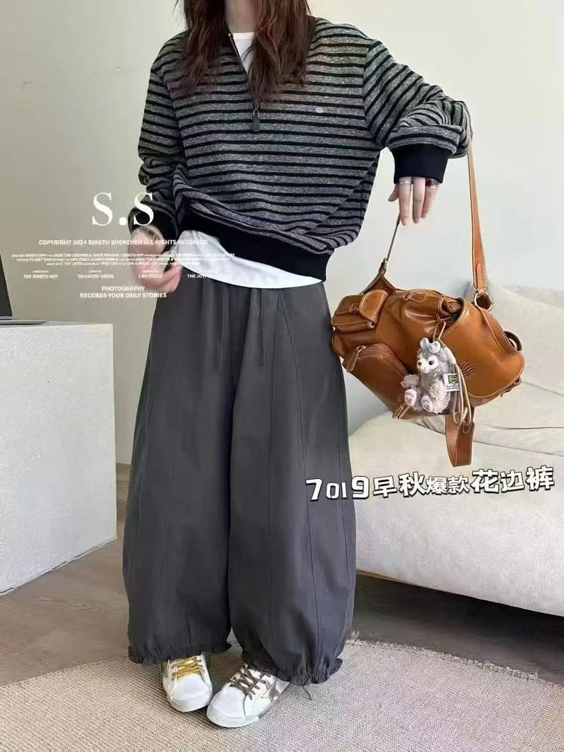 菲玥家7019木耳花边花苞灯笼裤女秋季宽松显瘦小个子休闲裤