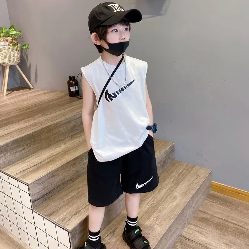 韩版百搭男童夏款背心t恤2025新款儿童休闲男孩网红宽松无袖上衣