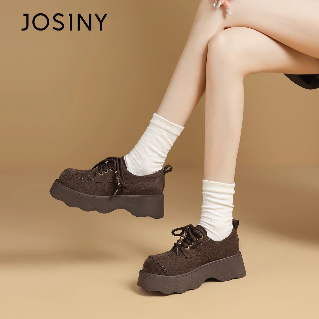 卓诗尼秋新款琥珀流光女增高厚底舒适勃肯鞋乐福鞋鞋子时尚英伦风