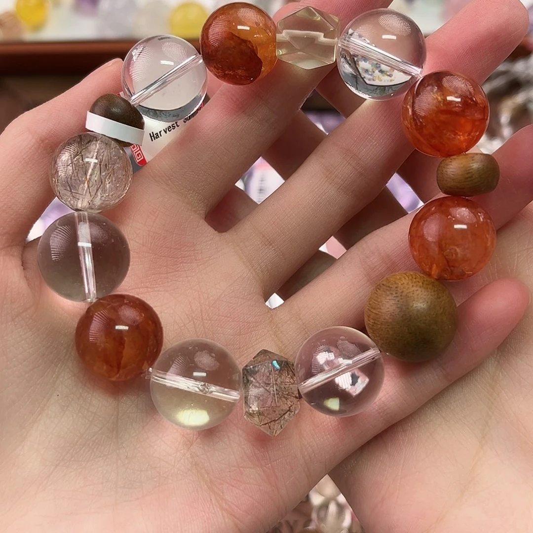 水晶未镶嵌手链红胶花设计款
