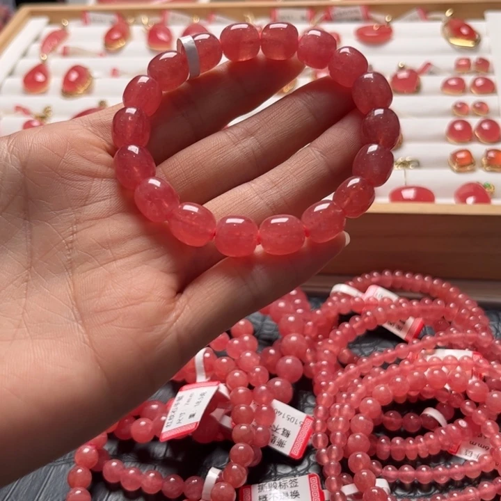 菱锰矿（红纹石）未镶嵌手绳