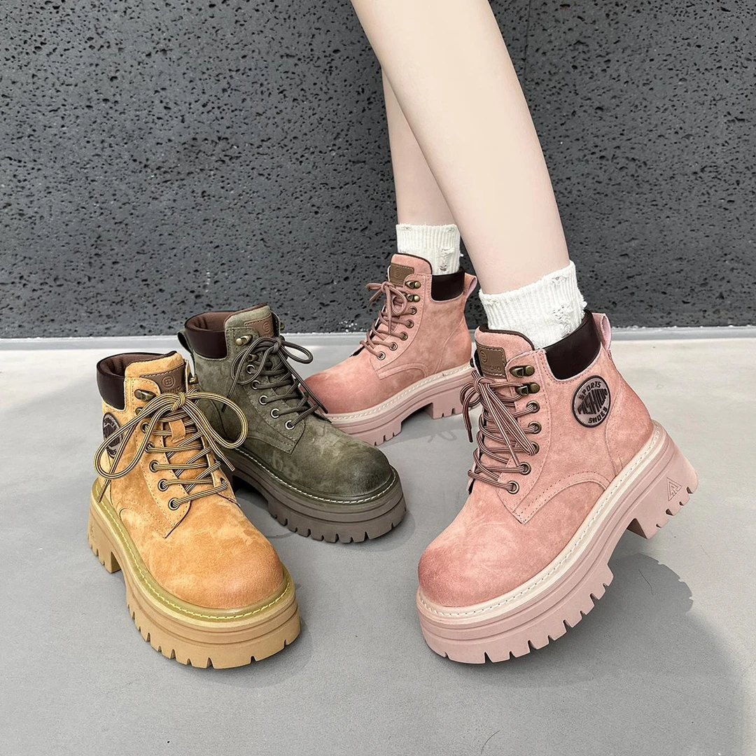 【米兰设计师】白鹿同款马丁靴女2025新款小个子内增高厚底大黄靴户