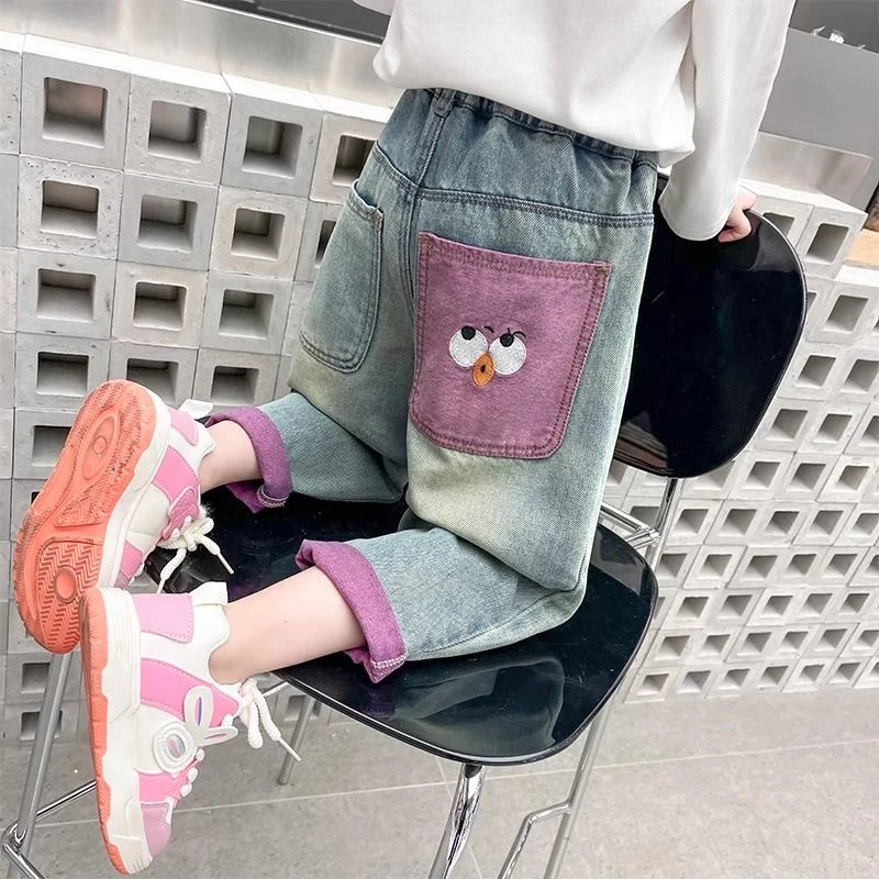 女童牛仔裤儿童春秋2025韩版新款长裤百搭洋气宝宝裤子宽松休闲潮