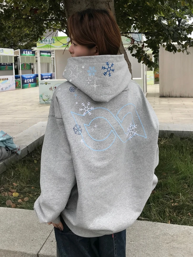 卫衣女款2025新款爆款纯棉刺绣连帽重磅加绒上衣韩系ins休闲外套