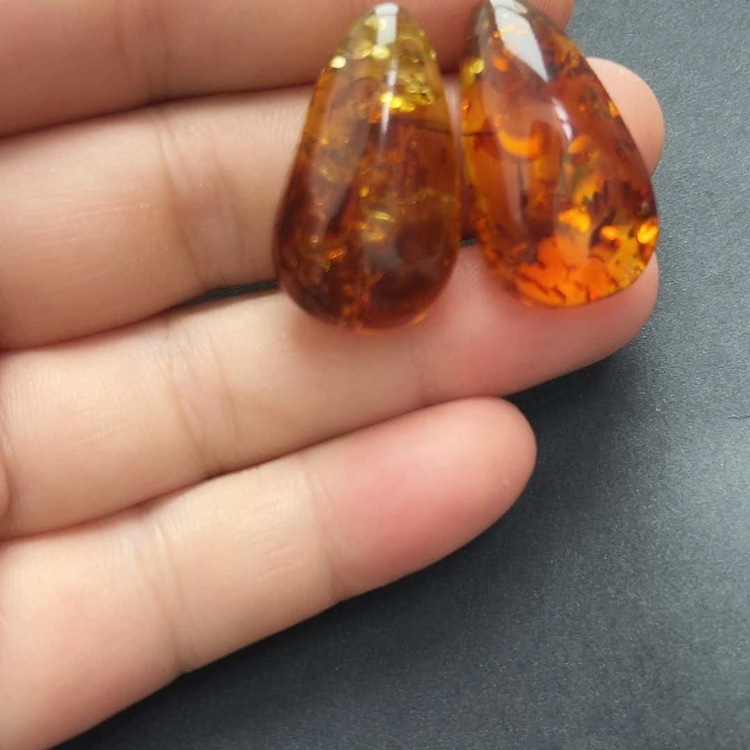 未镶嵌琥珀裸石琥珀耳钉