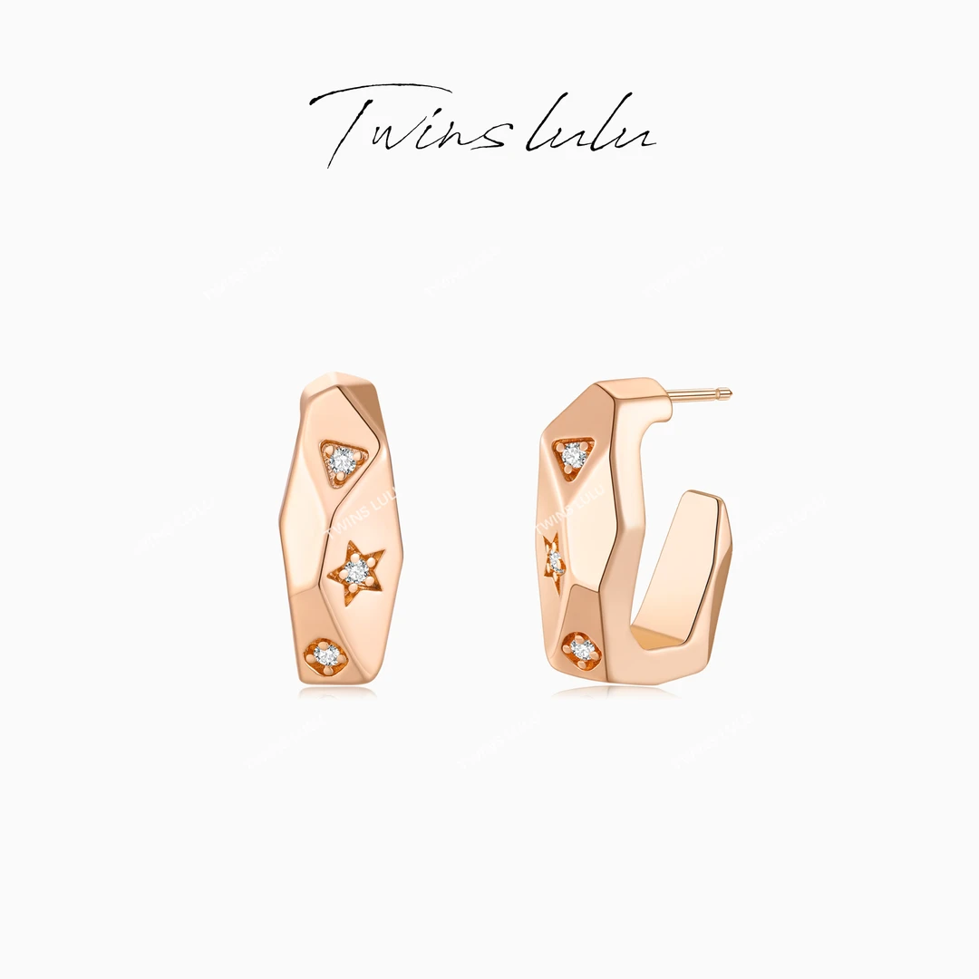 TWINS LULU 镀K金【春上新】百搭不规则几何星耳环TSL2303