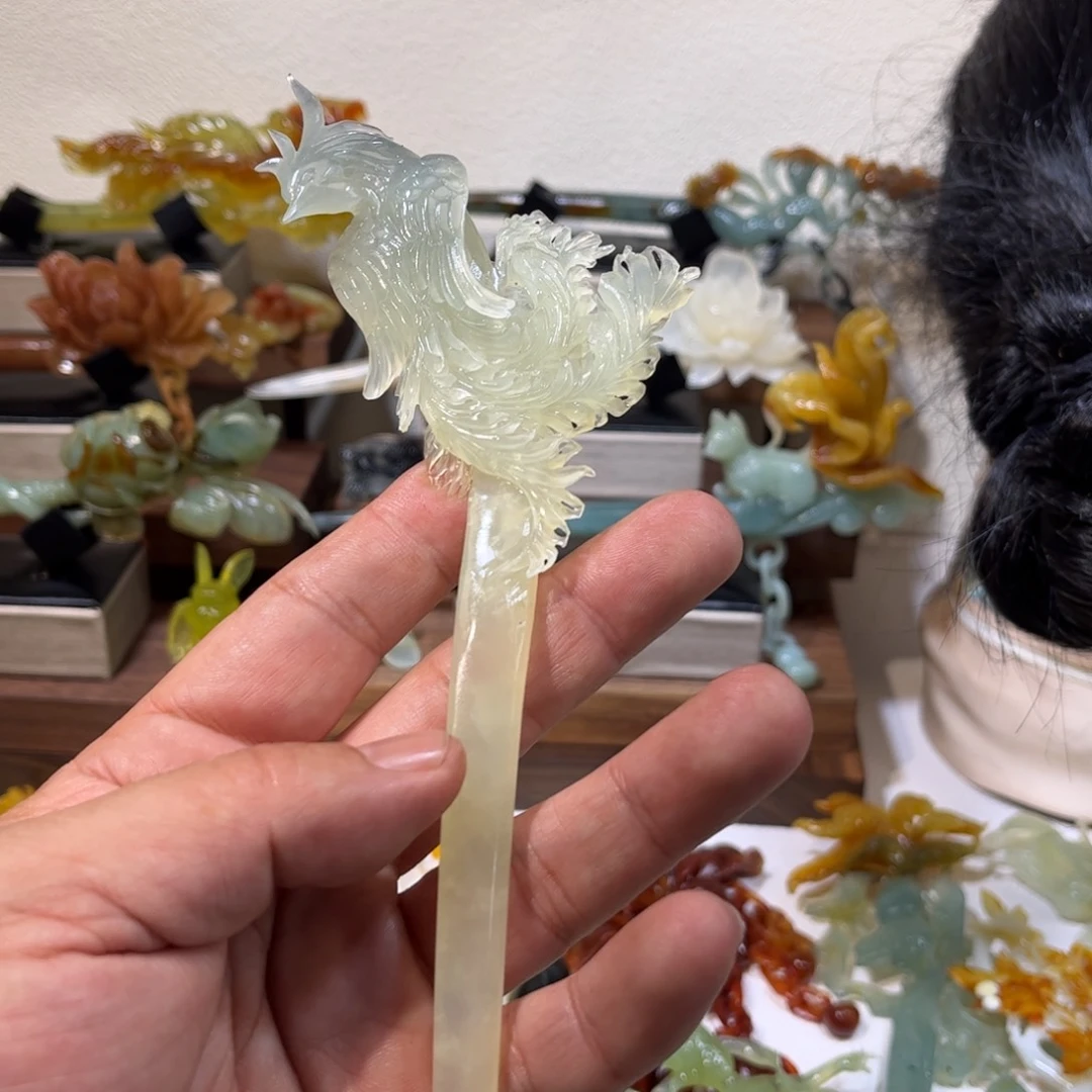 蛇纹石玉发簪合金