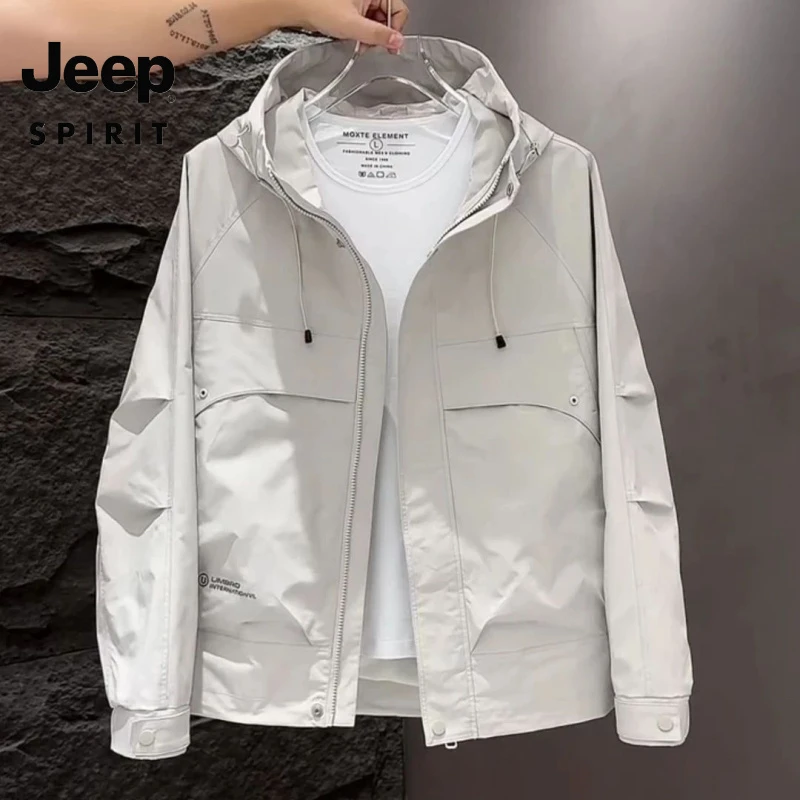 吉普JEEP SPIRIT户外男士秋季连帽工装夹克外套2025新款时尚潮流