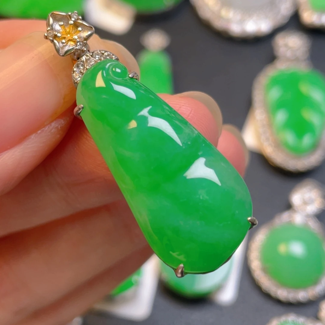 翡翠银S925镶嵌吊坠(不含链)