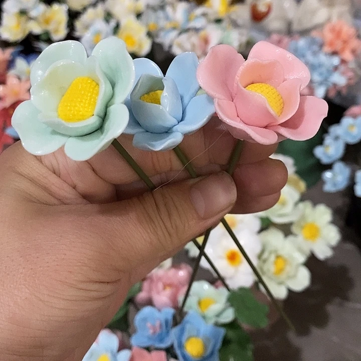瓷片纯手工陶瓷花摆件1