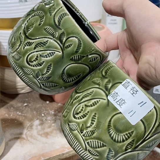 多肉绿植陶瓷花盆9.9包邮，有孔