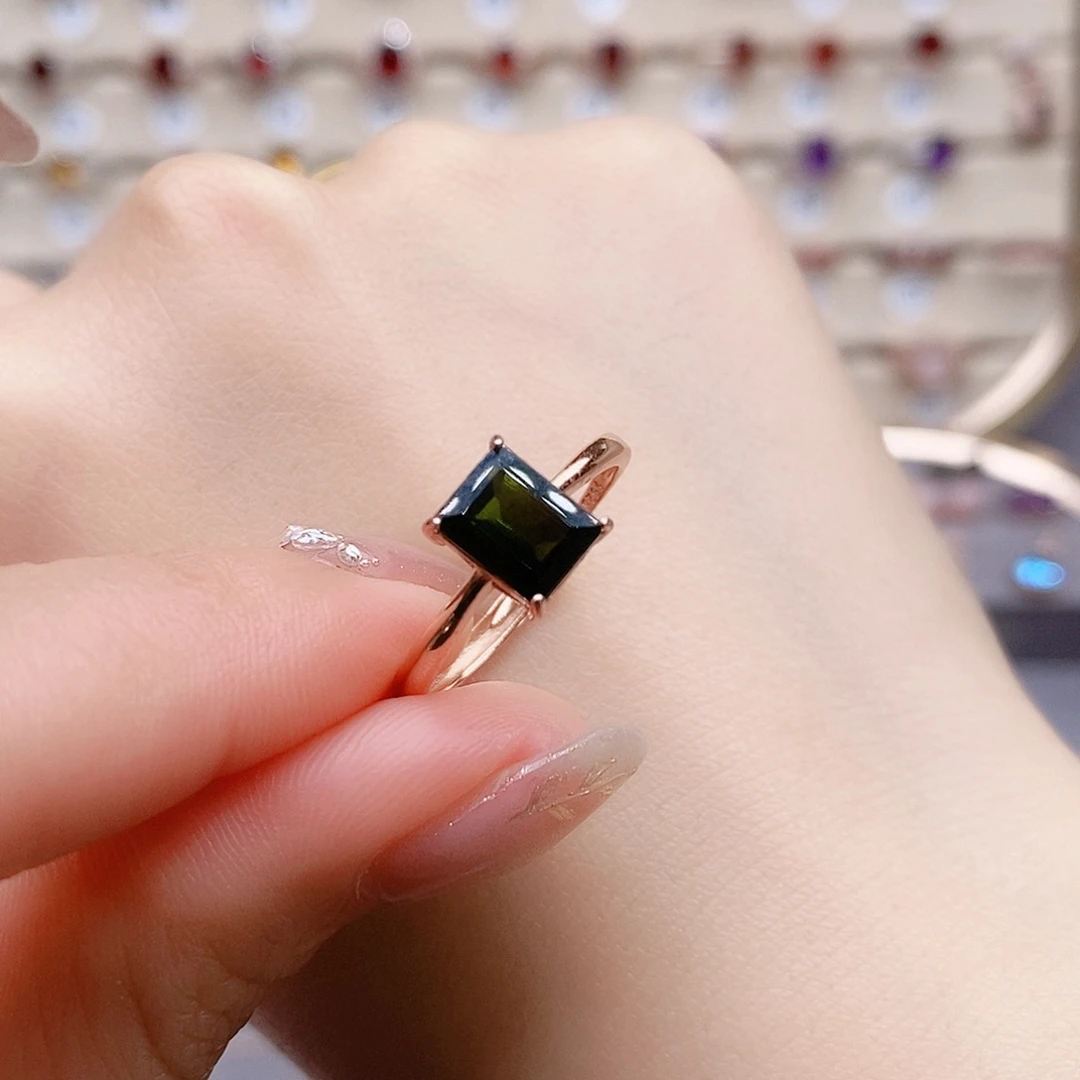 碧玺戒指银S925镶嵌戒指