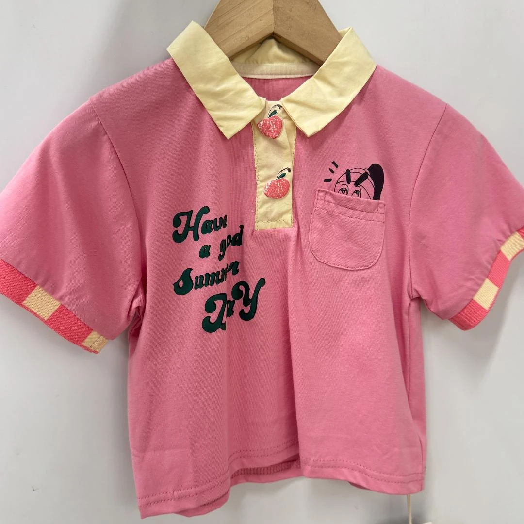 YT-40465-童装休闲夏装新款短袖拼接 polo领T恤