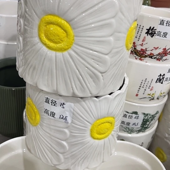 多肉绿植陶瓷花盆9.9包邮，有孔