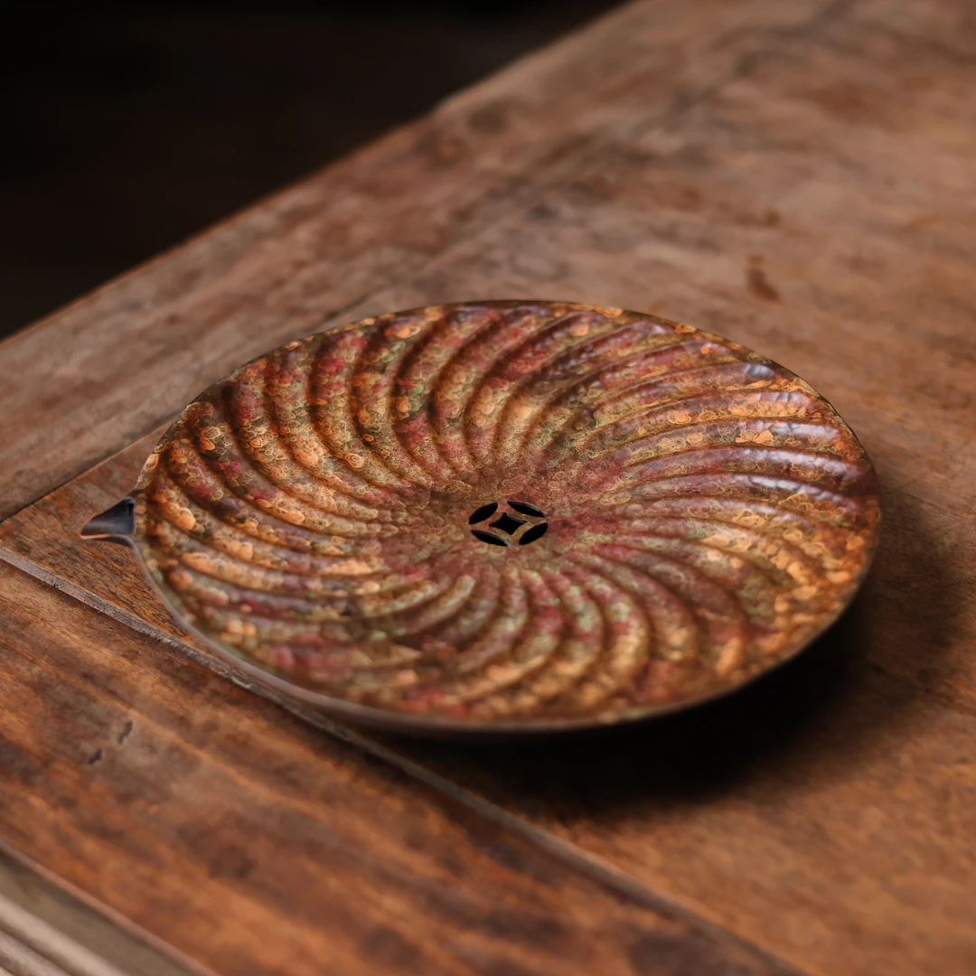 【福器】圆形壶承元宝小号杏子色（春喜铜0226）