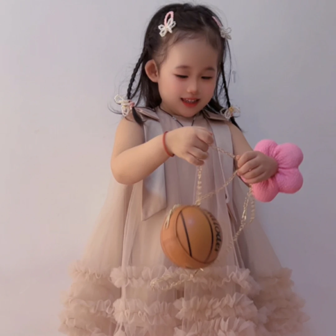 女童蝴蝶结吊带网纱公主裙子宝宝礼服洋气蓬蓬纱连衣裙儿童夏季