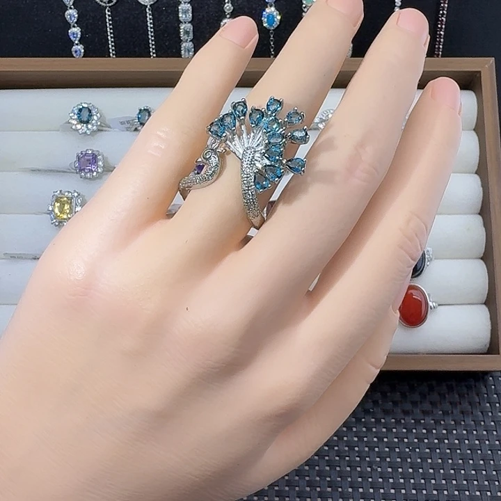托帕石戒指银S925镶嵌