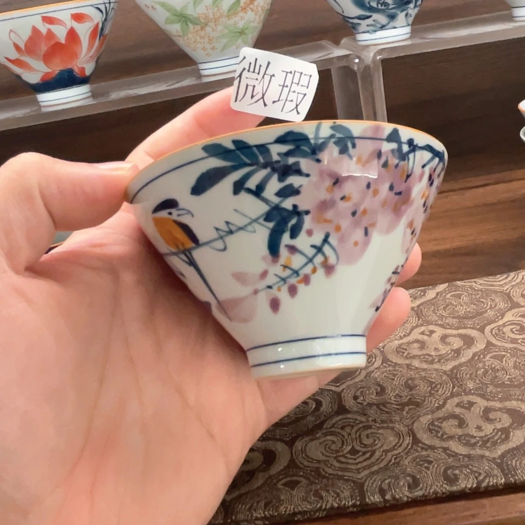 釉下手绘茶具微瑕